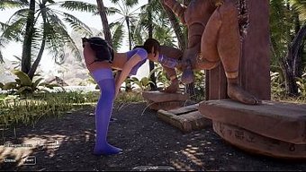 Des Statues Vivantes S’enfilent Une Énorme Bite De Pierre Sur La Chatte Et Le Cul D’une Héroïne D’anime 3d